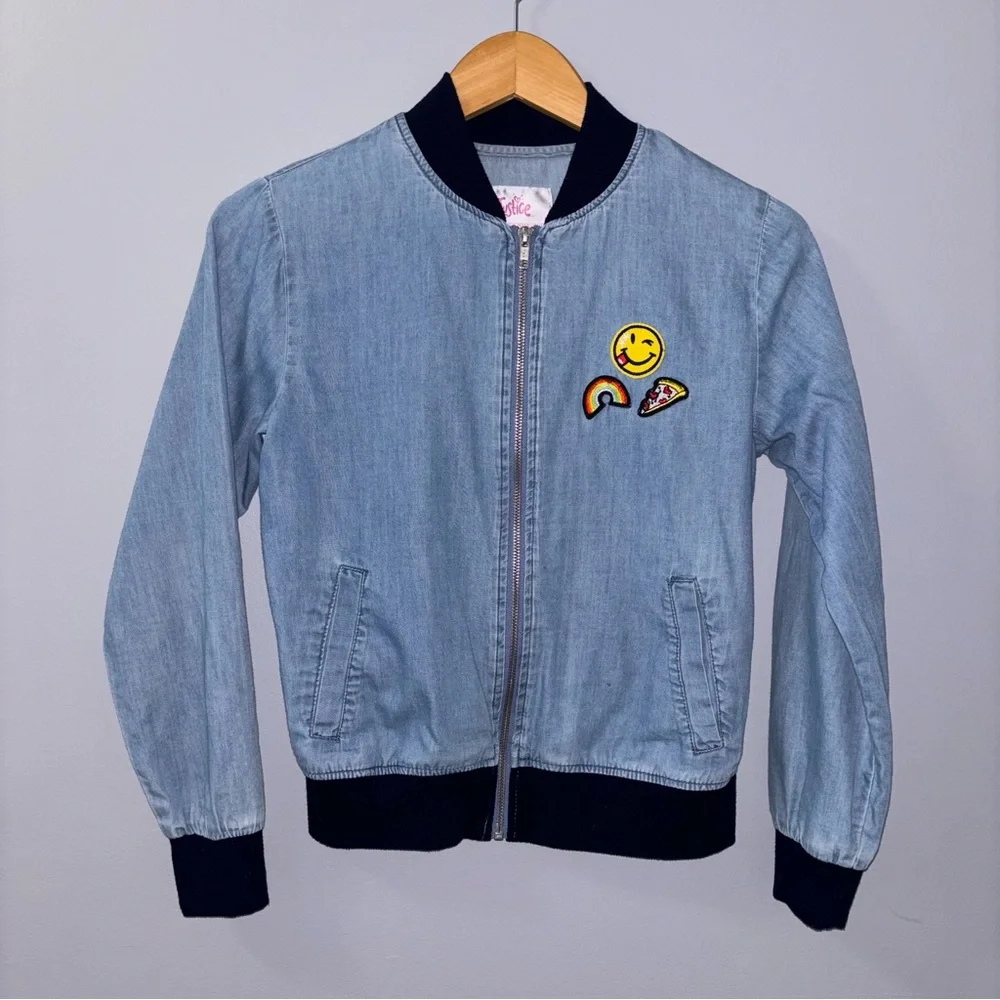 Girls Justice Denim Jacket with Fun Patches